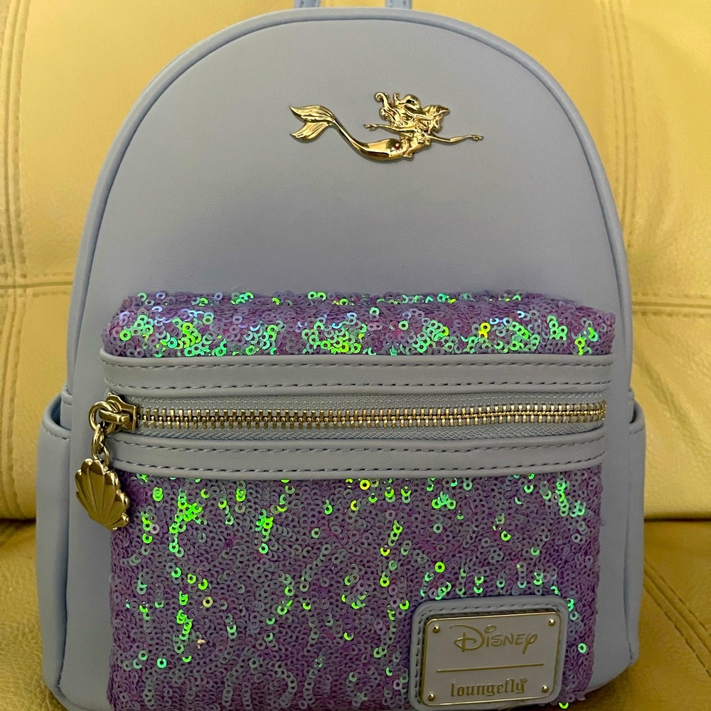 Disney loungefly little mermaid “Ariel” sequins backpack